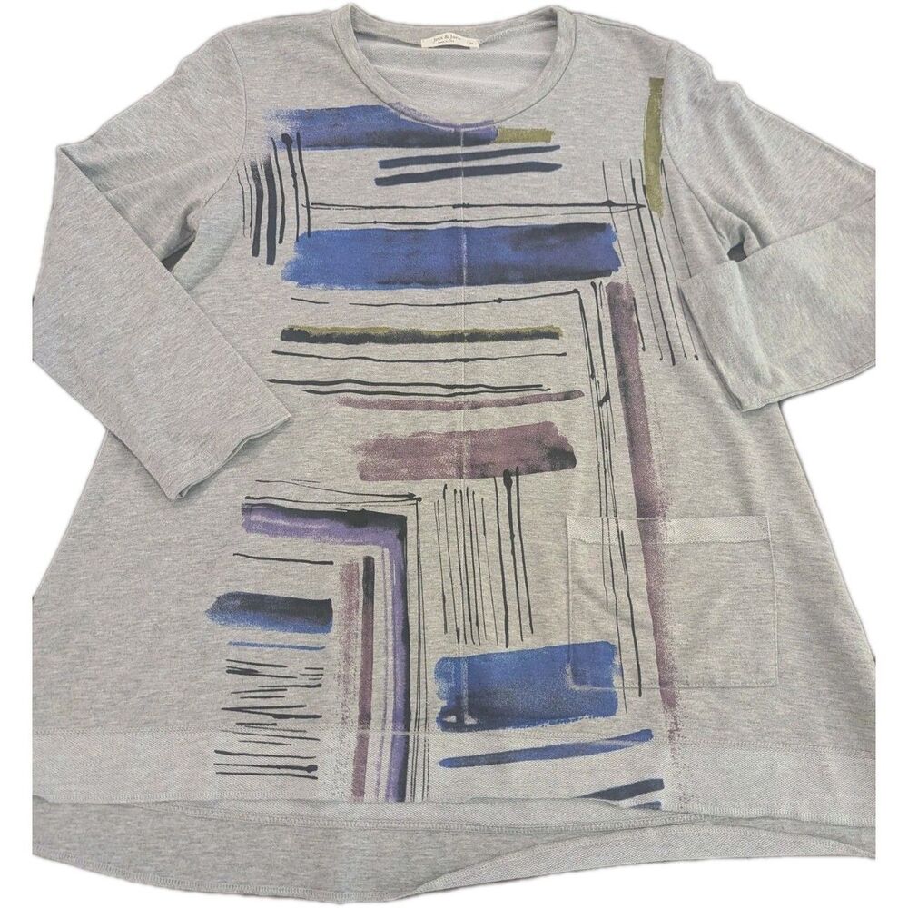 Jess & Jane Milan Long Sleeve Tunic-Medium-Art to Wear-Boho-Abstract Sz Medium